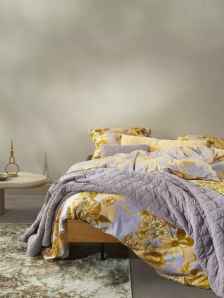 ESSENZA Satin Bettwäsche FLORE 70x90cm/140x200cm Yellow Straw gelb