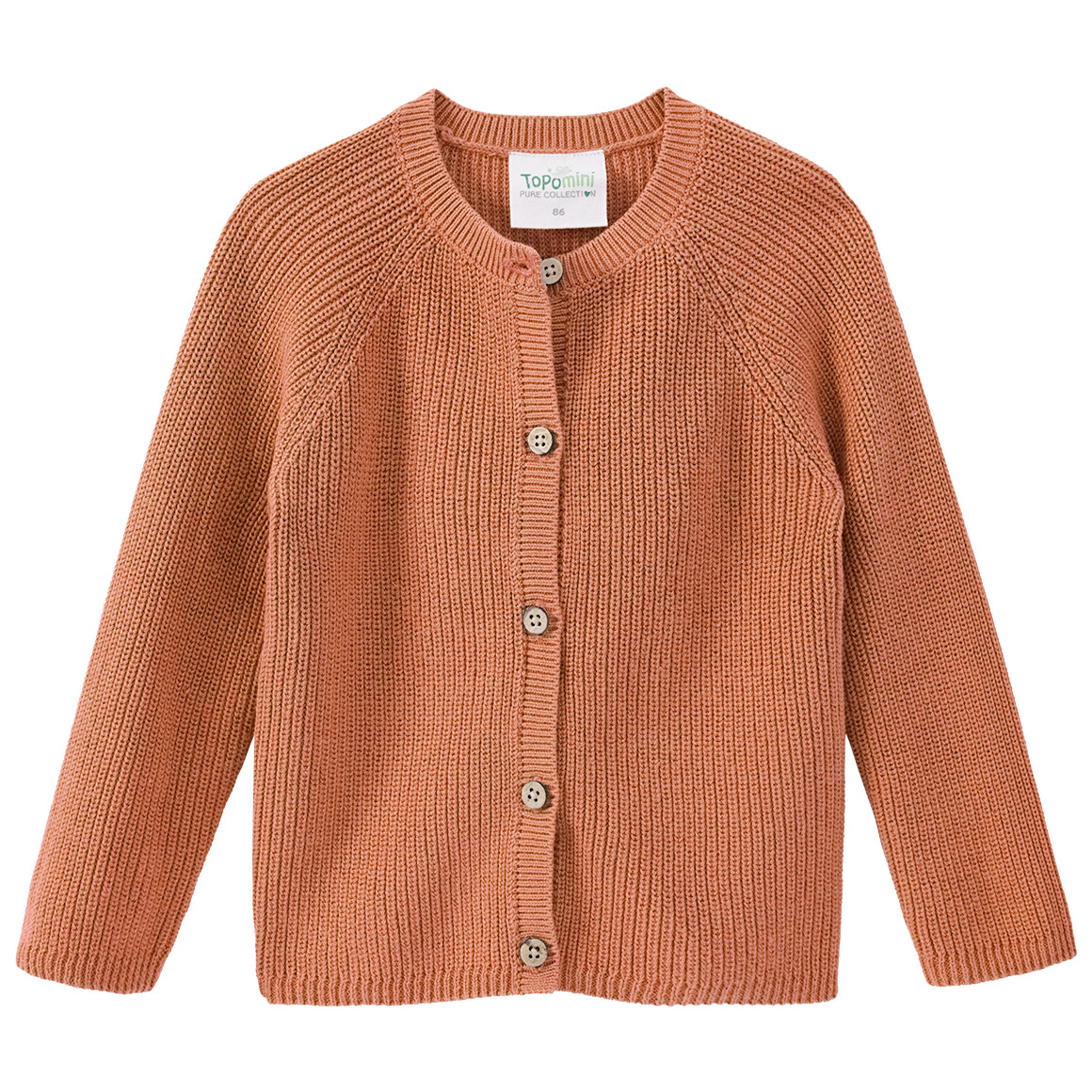 Topomini Pure Collection Baby Strickjacke mit Knopfleiste terracotta