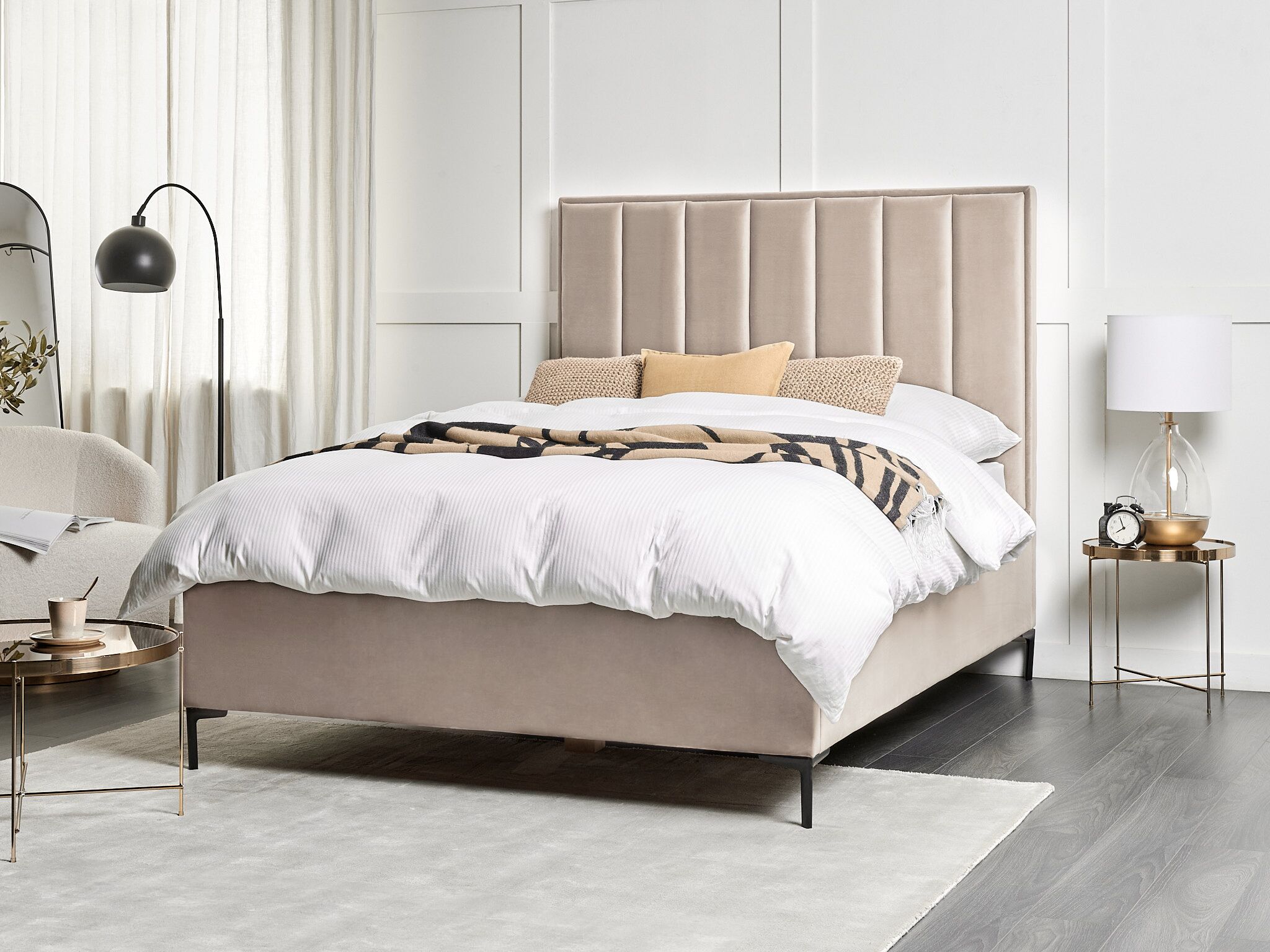 Slaapkamerset Fluweel SEZANNE 180 x 200 cm Taupe