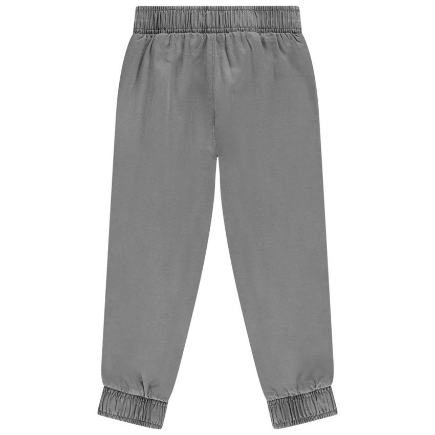 Pantalon fluide esprit cargo avec nœud pour fille - Gris chiné