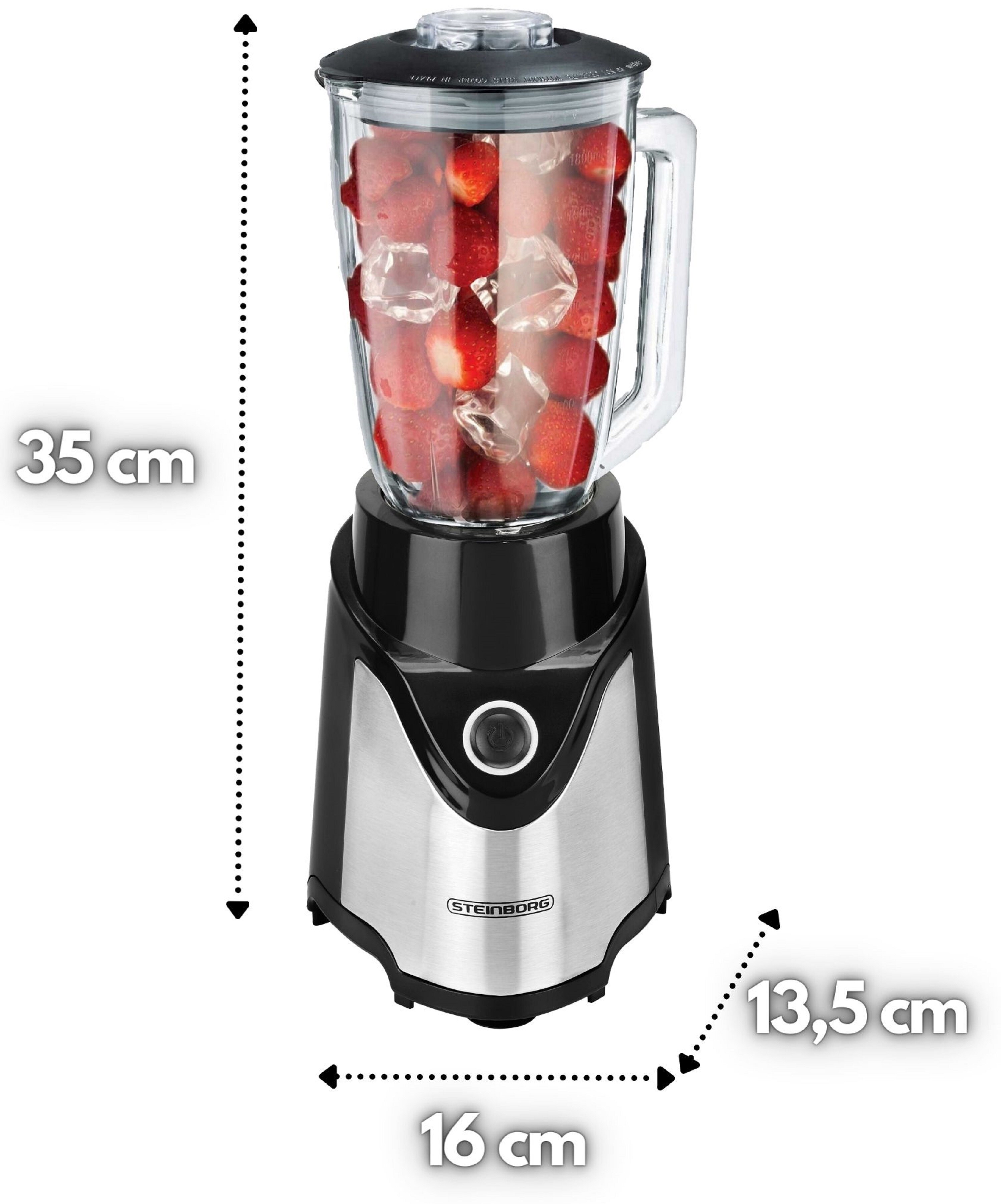 Steinborg Standmixer mit To-Go Becher + Glaskrug BPA-frei 500W