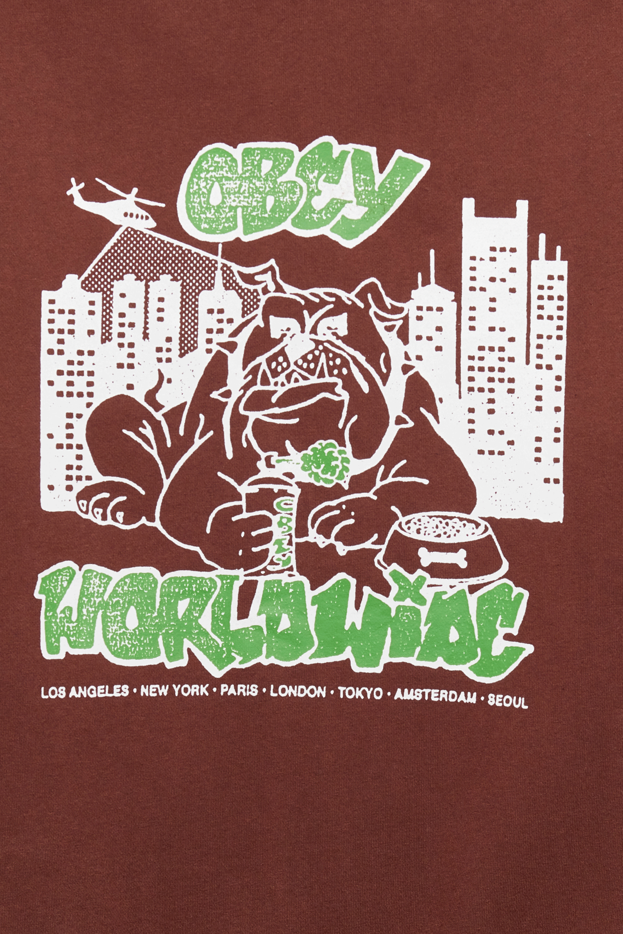 OBEY Sweatshirt zippé CITY WATCH DOG Z Marron