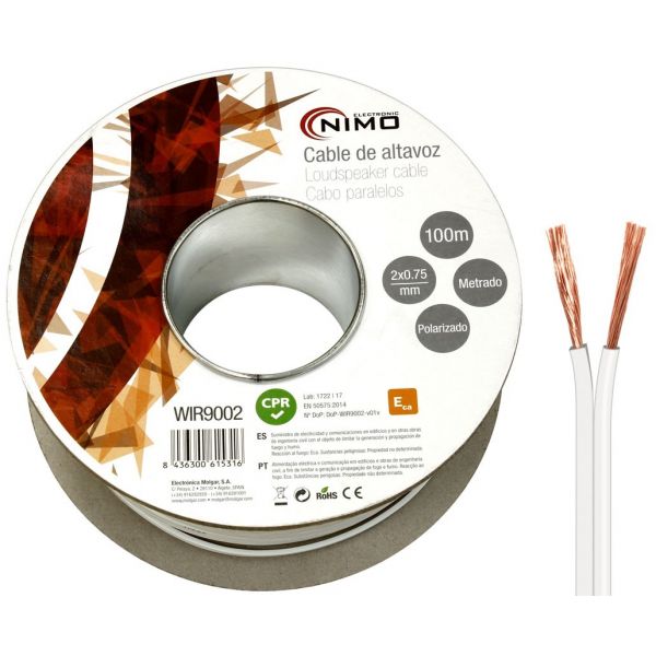Proftc Bobine Cabo Audio Branco 2x 0,75mm² Branco (100 Mts) 4-0750