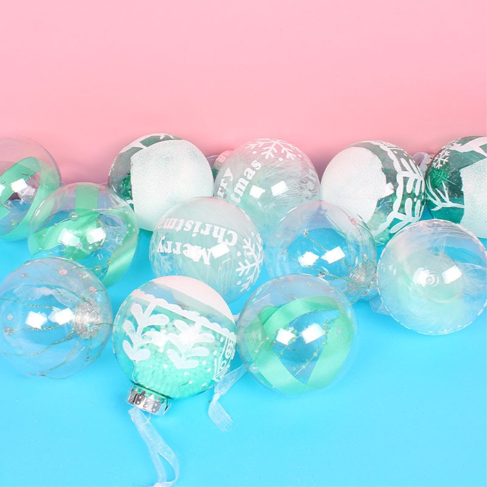 (12er Set) Christbaum Schmuck Weihnachtskugeln Deko Ornamente - Transparent / Gelb