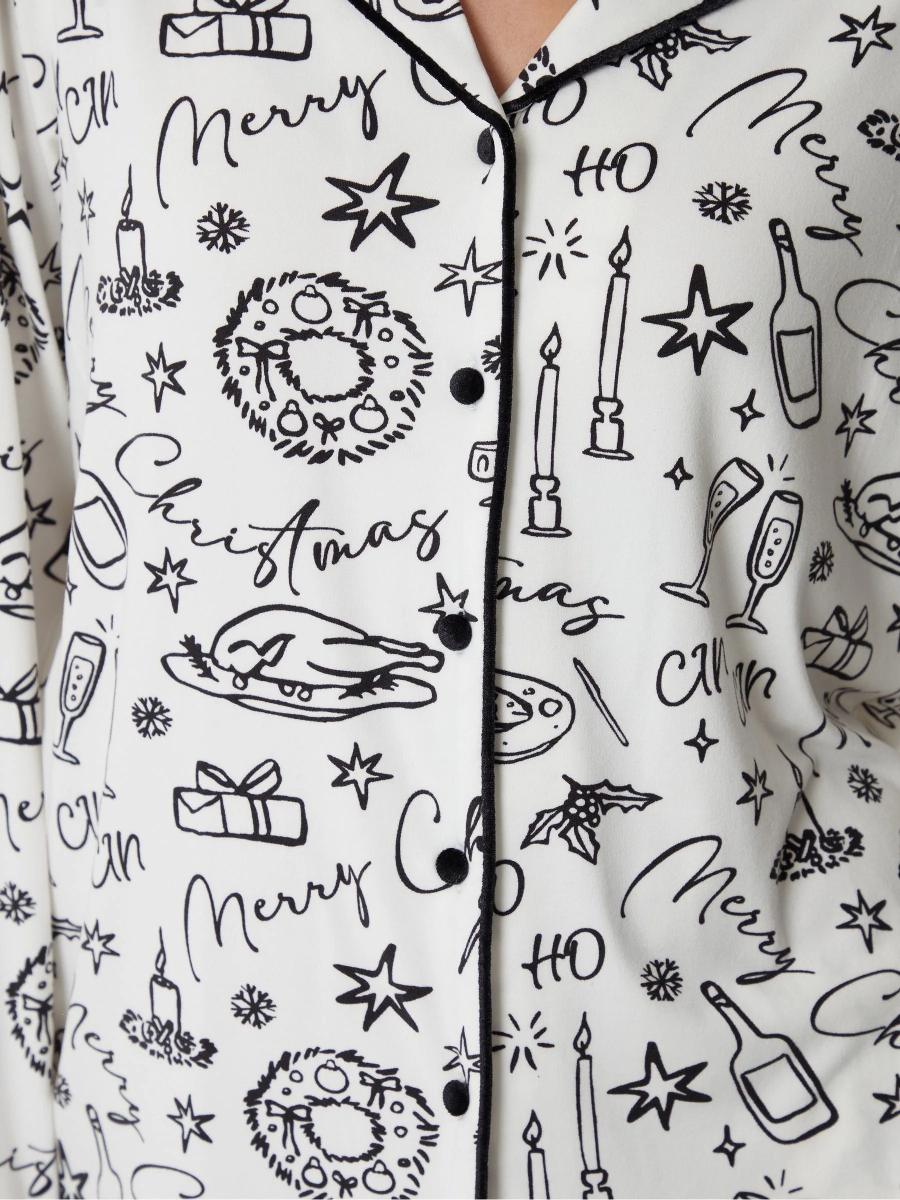 Threadbare Christmas Cheer Print Long Button Through Christmas Pyjamas
