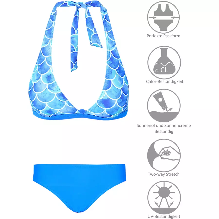 Aquarti Mädchen Bikini Set Zweiteilig Bikinislip Bustier blauweiß