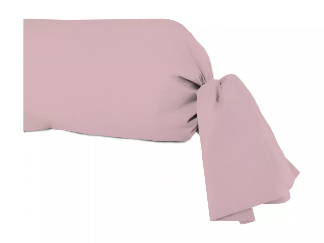 Taie de traversin en coton 57 fils 45x205 cm UNI vieux rose, par Soleil d'Ocre