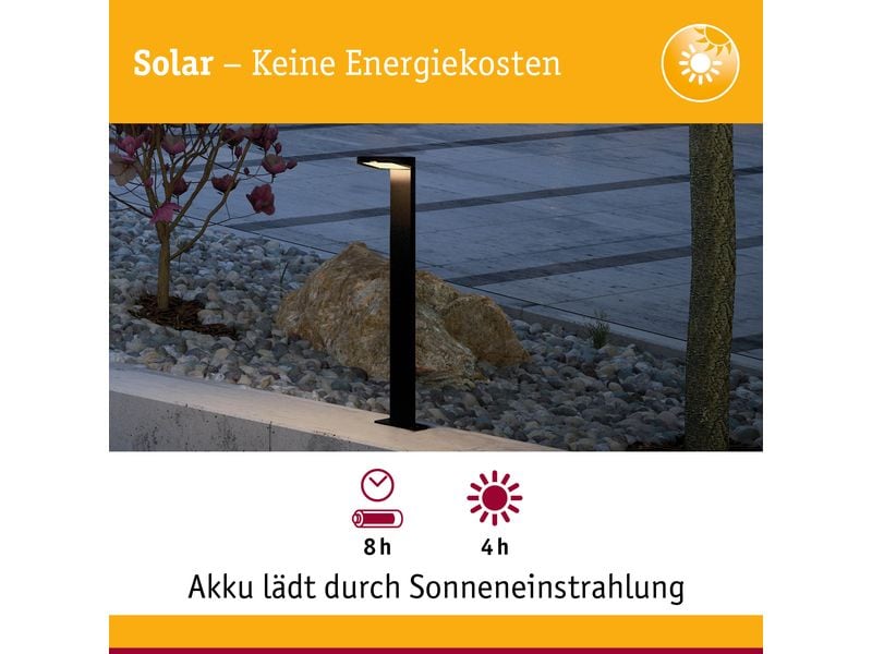 Paulmann Wegeleuchte Solar LED Ryse Bewegungsmelder Aussen-Bodenbeleuchtung