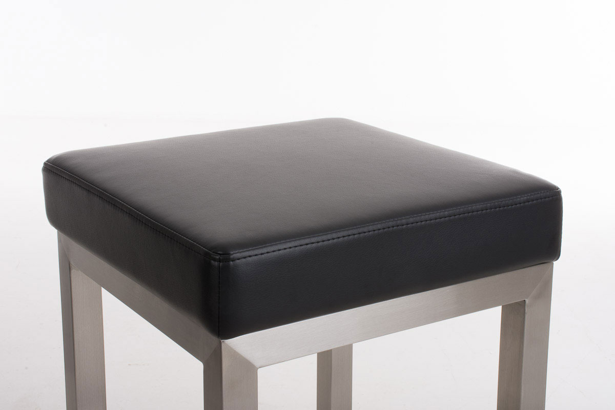 CLP Barhocker Taylor E80 Kunstleder I Quadratischer Hocker Mit Edelstahlgestell Und Fußstütze I Pflegeleichter Hocker Mit Polsterung
