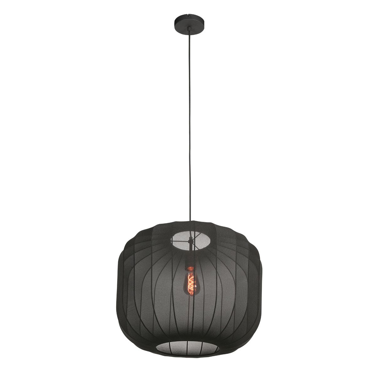 Japandi hanglamp zwart met stoffen kap 55cm - Sable