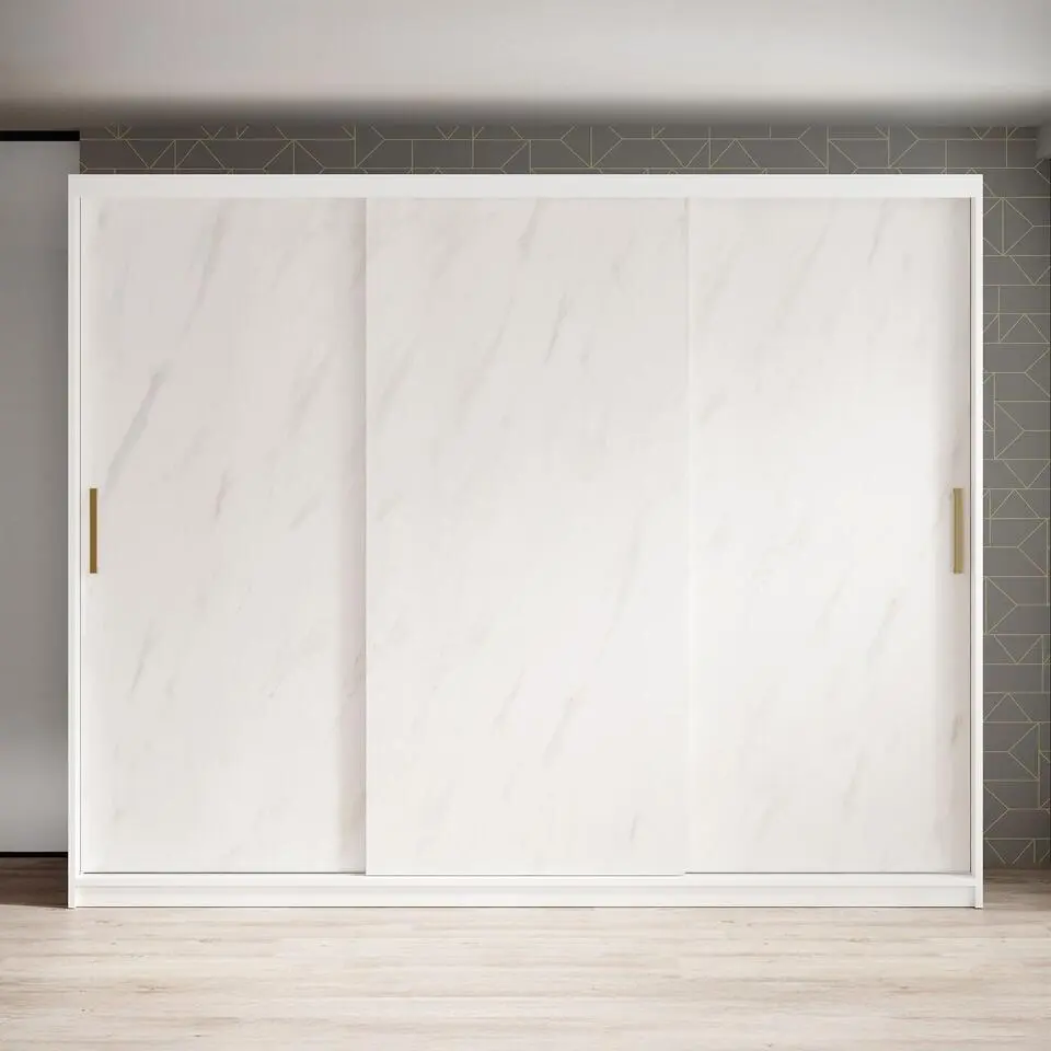 Meubella - Kledingkast Marmer - Wit - 250 cm