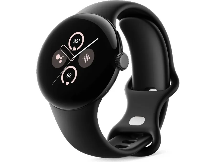 Google Pixel Watch 2 - Matsort aluminium - smart ur med aktivt bånd - fluoroelastomer - obsidian - båndstørrelse: S/L - 32 GB - Bluetooth, Wi-Fi, NFC - 31 g