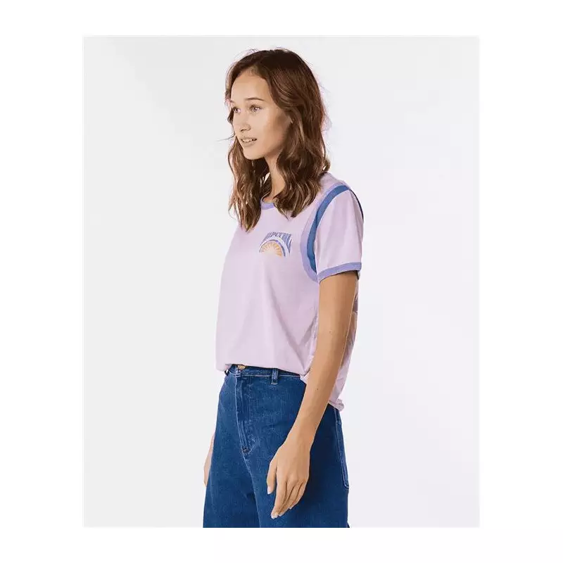 Teeshirt femme RIPCURL Ringer Surf Revival Tee Lilac