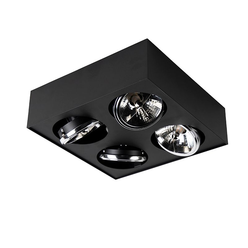 Design spot zwart vierkant 4-lichts - Kaya