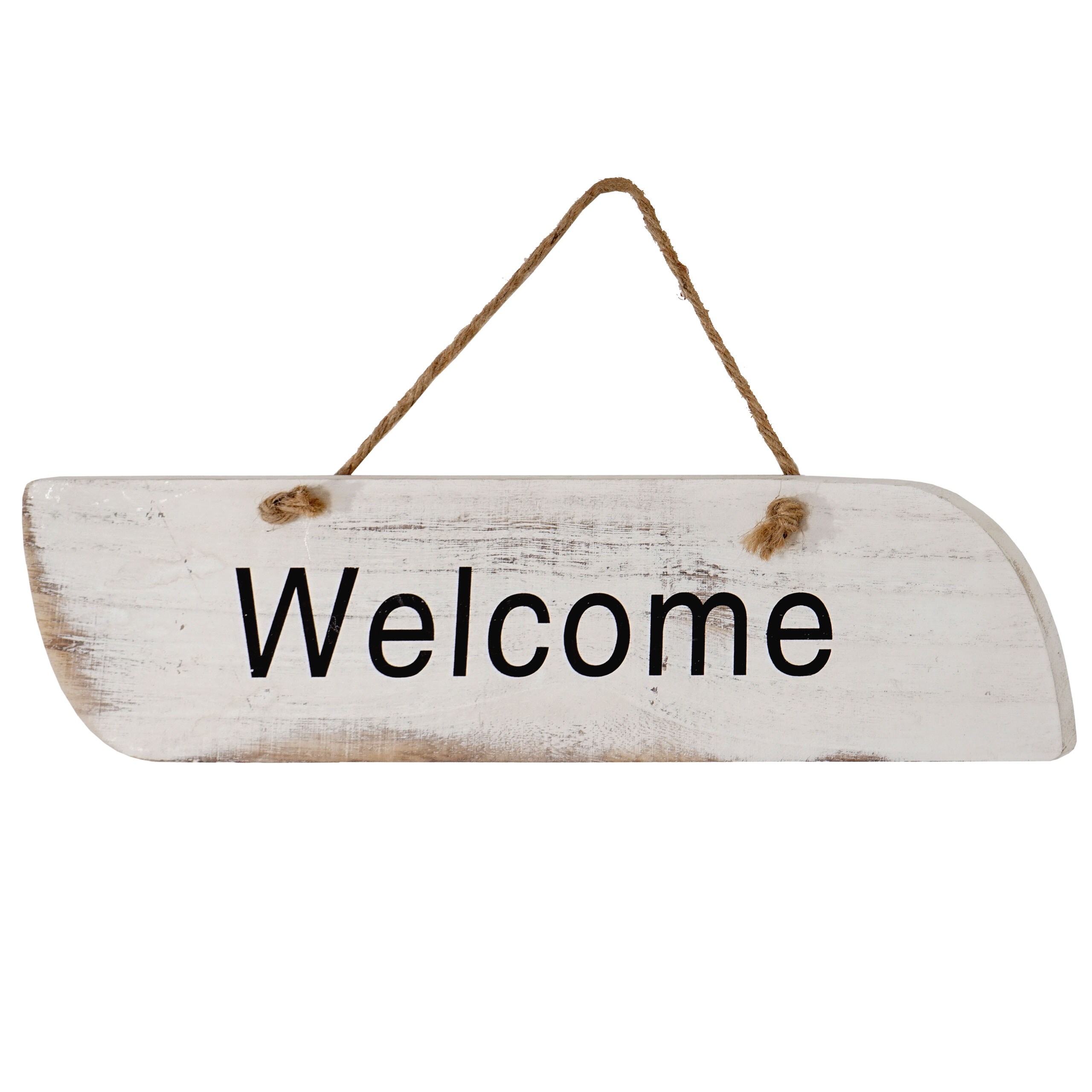 Wandschild Wilkommen, Dekoschild Holzschild, Shabby-Look 10,5x43x1cm ~ weiß