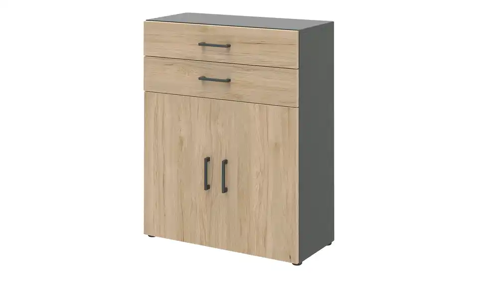 Aktenschrank Kasai 2 Türen / 2 Schubkästen 107,2 cm Anthrazit, Eiche (Nachbildung)