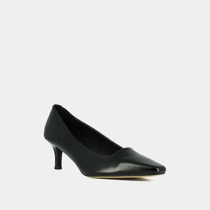 Escarpins à petits talons  en cuir glacé noir