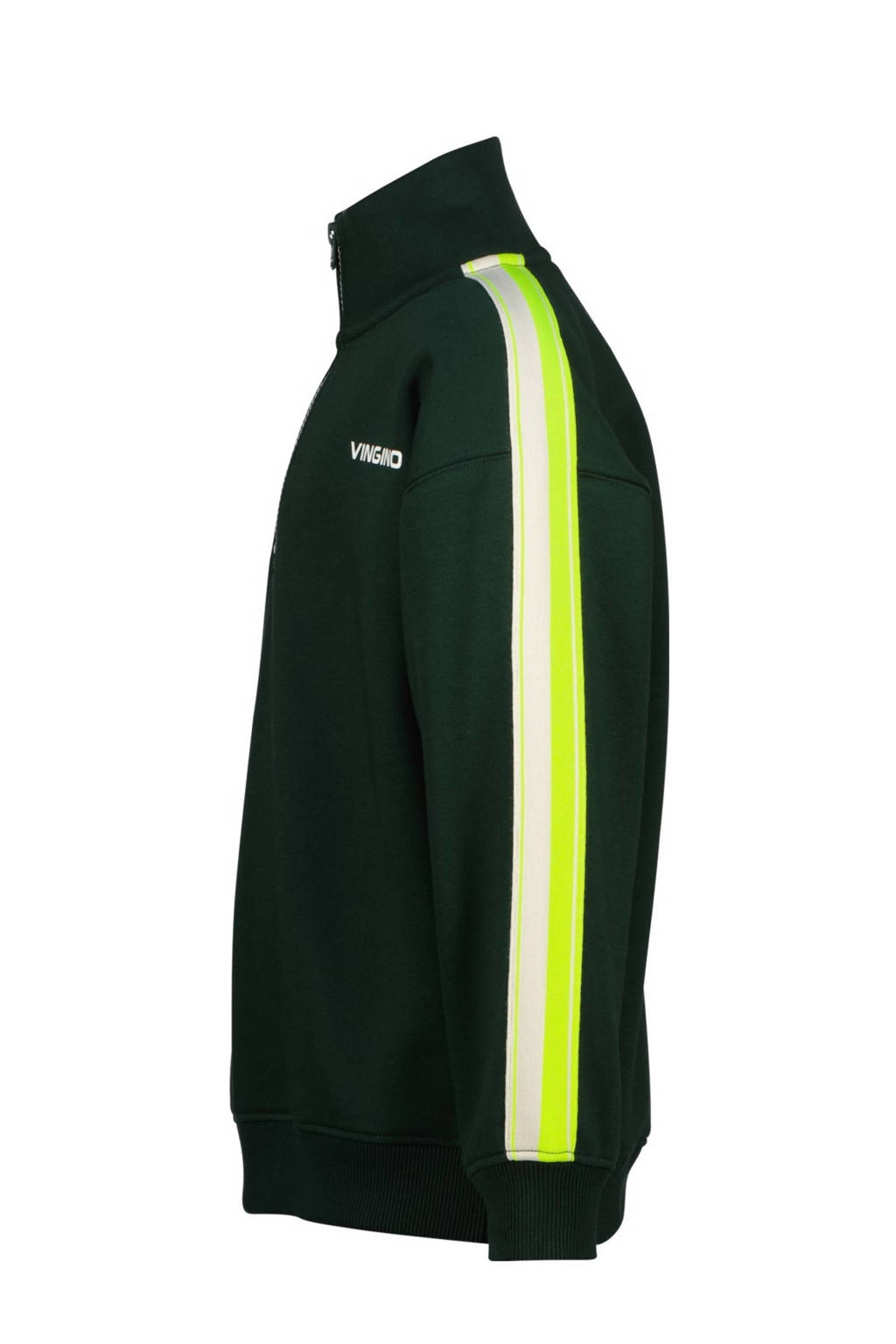 Vingino sweater Naino donkergroen/neongeel/ecru
