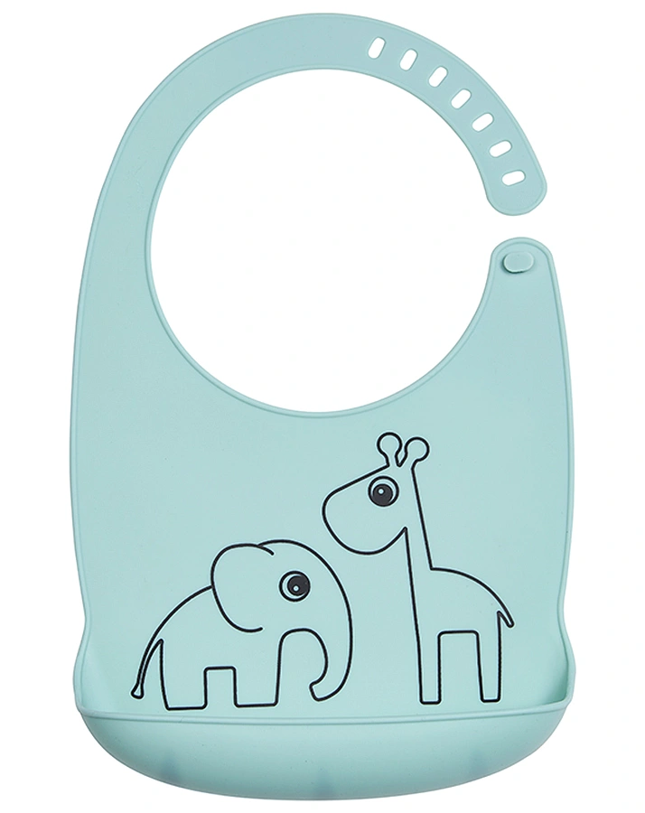 Silikon-Lätzchen DEER FRIENDS mit Auffangschale in blau