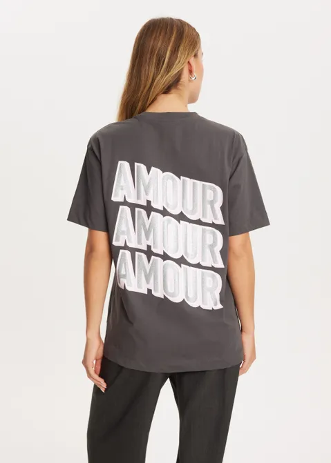 T-shirt met print amour antraciet (ANTRA)