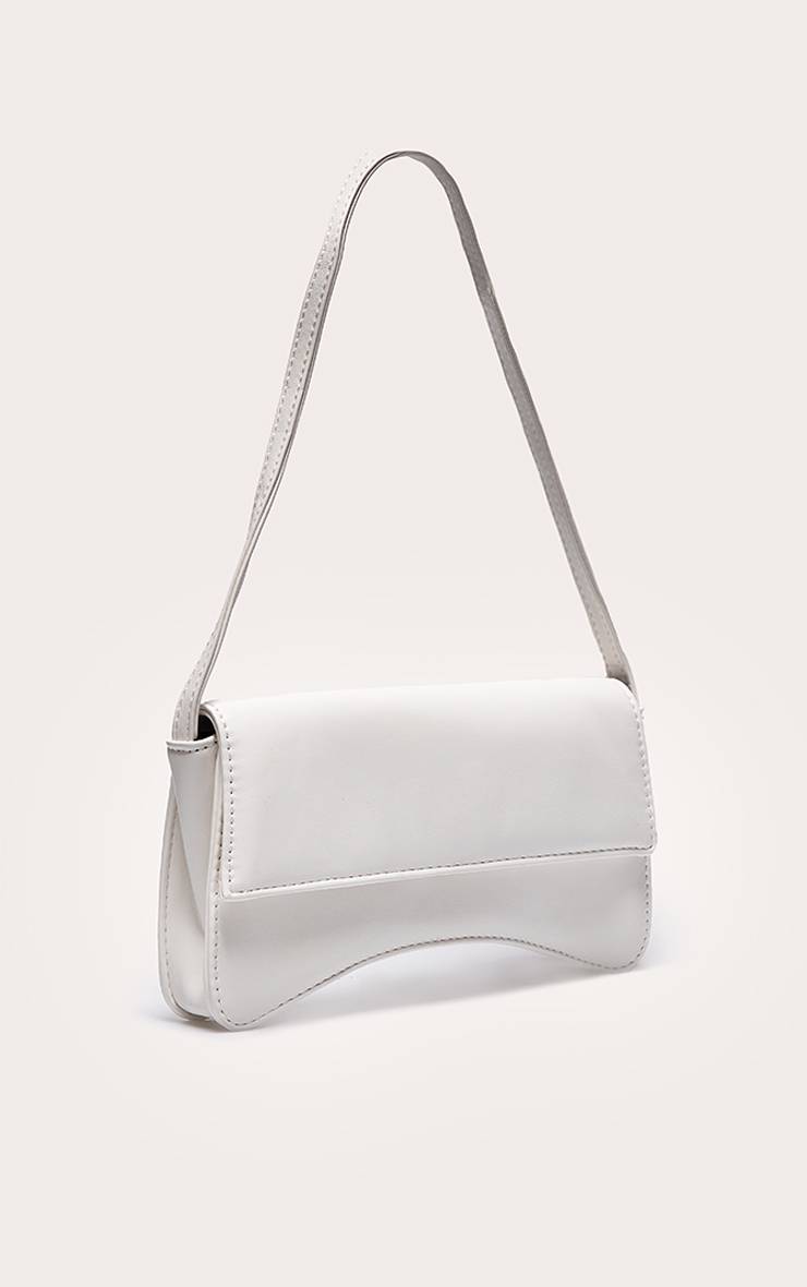 Blanc Sac À Bandoulière Baguette En Synthétiquecuir Avec Rabat