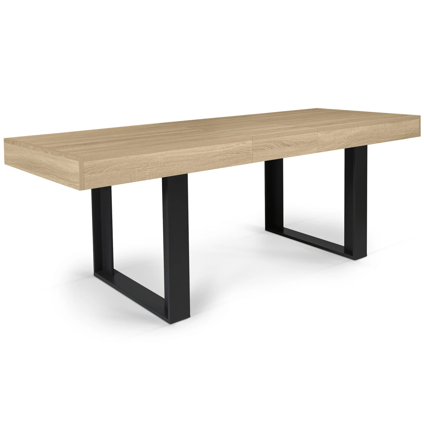 Table à manger extensible rectangle PHOENIX 4-8 personnes bois et noir 160-200 cm