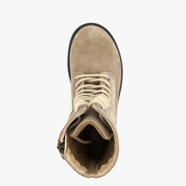Groot suède meisjes veterboots beige