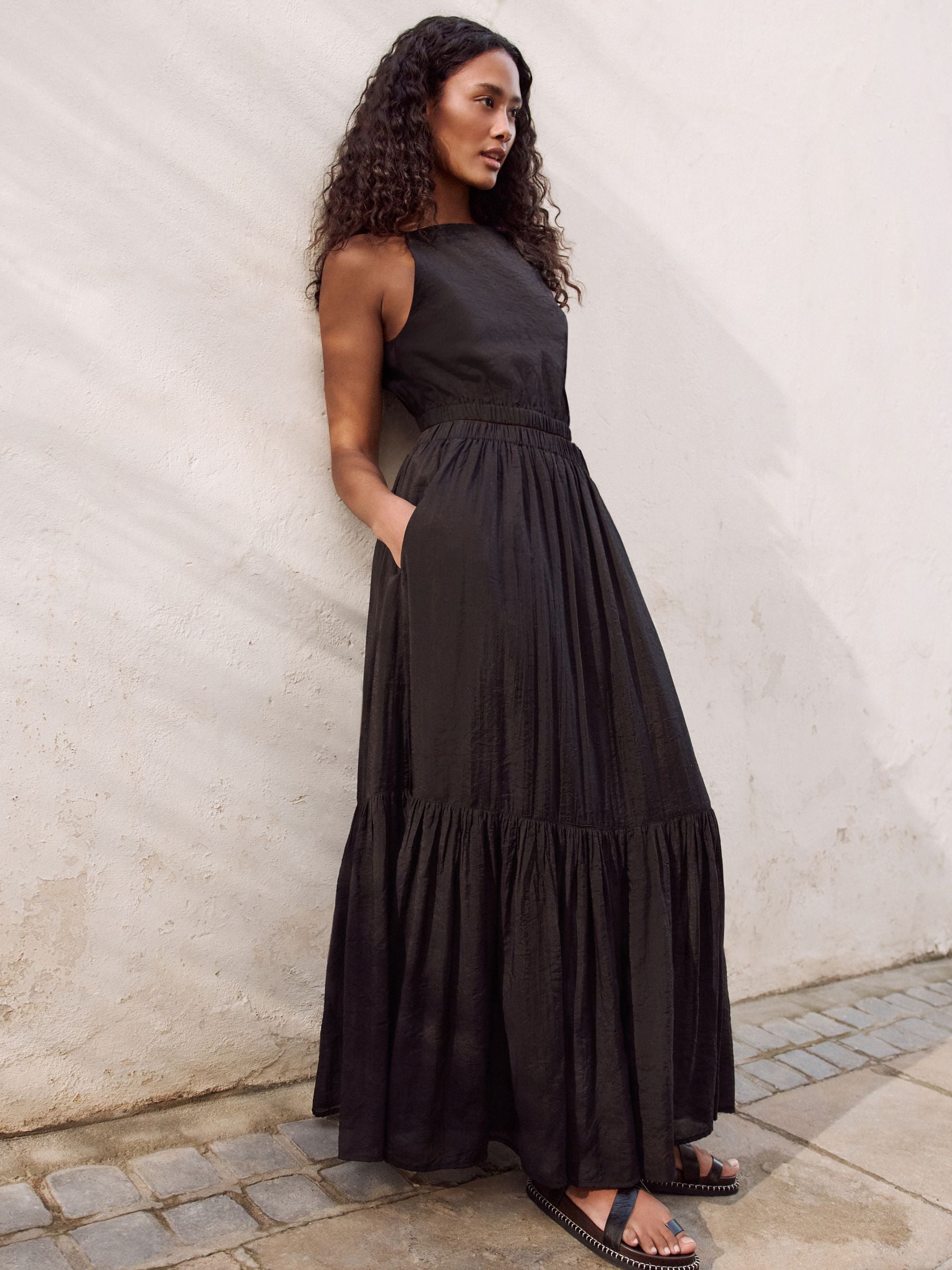 Zwart - Modal Blend Maxi Skirt