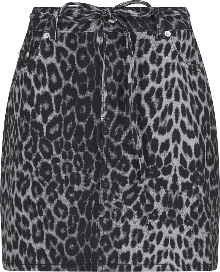 Neo Noir Henrietta Leopard Skirt Grey leopard