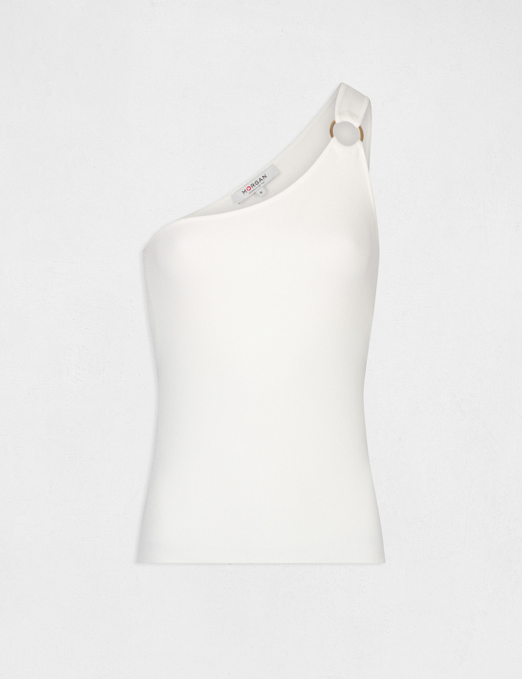 Débardeur pull asymétrique avec boucle ecru femme - ecru