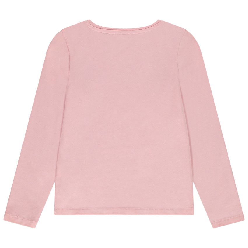 T-shirt manches longues avec sequins pour fille - Rose