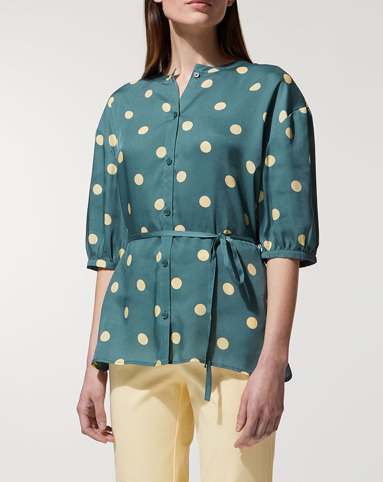 Jodhpur Top effet satiné Matis à pois vert