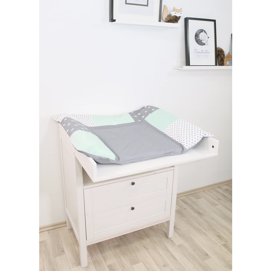 Ullenboom Patchwork Wickelauflagen-Bezug Mint Grau 75x85 cm