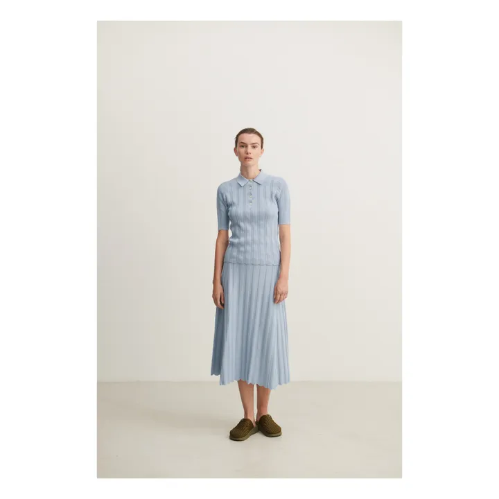 FUB Polo Pointelle Coton Bio - Collection Femme | Bleu ciel
