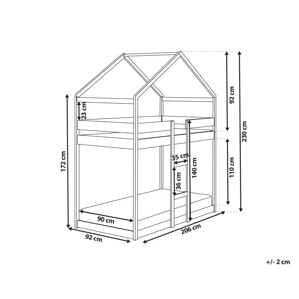 LABATUT - Stapelbed - Lichthout - 90 x 200 cm - Dennenhout