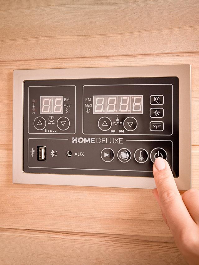Infrarot-Gesundheitskabine für Zuhause, mit Ambientebeleuchtung und Bluetooth Radio, Größe S, 90 x 90 cm