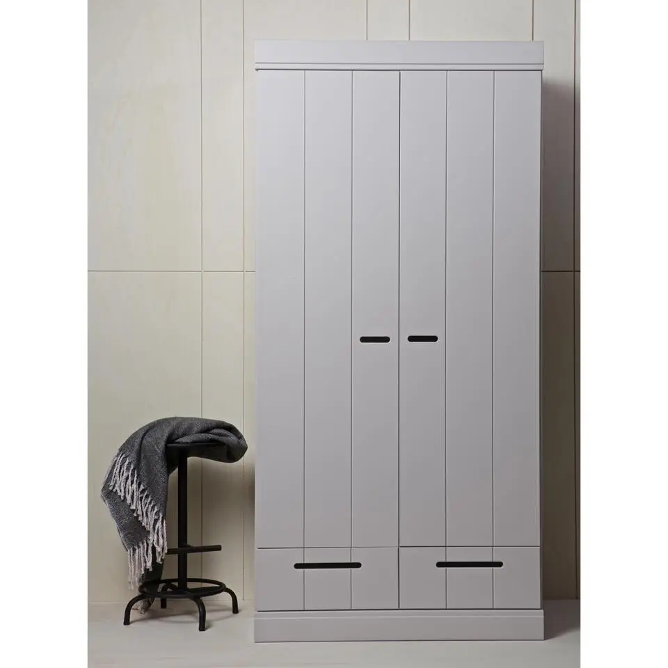 WOOOD Connect Kledingkast 2-Deurs met Lade - Grenen -Grijs - 195x94x53