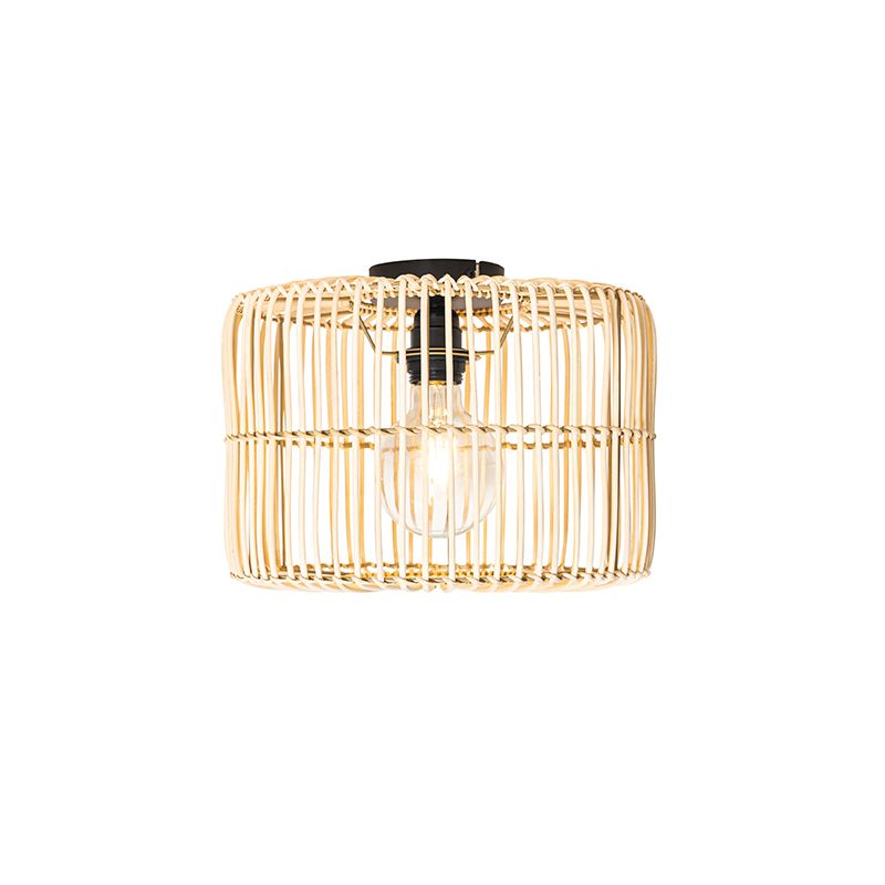 Oosterse plafondlamp zwart met rotan - Maud