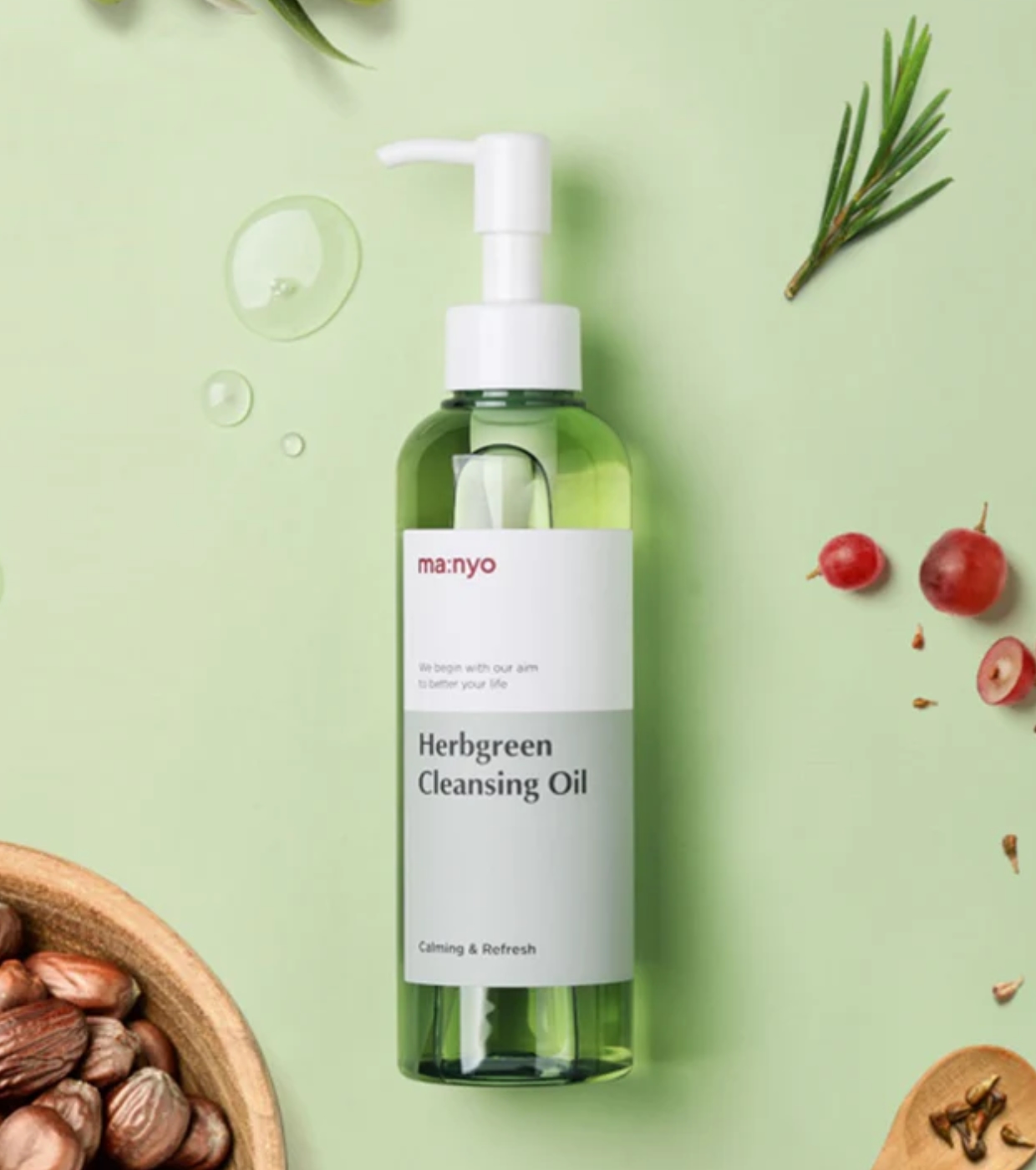 ma:nyo - *Herbgreen* - Óleo de limpeza facial calmante