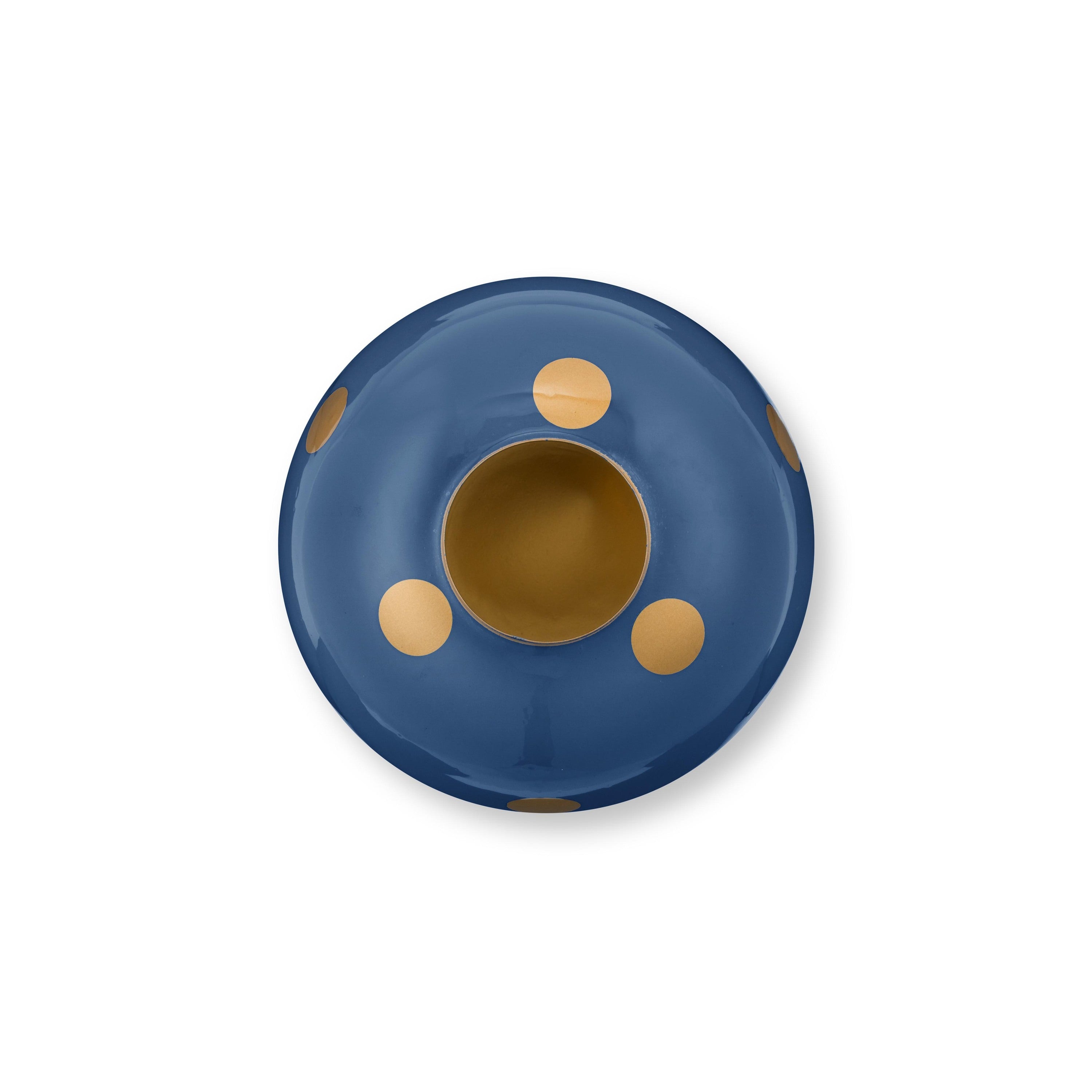 Pip Studio Vaas Dots - Bloemenvaas van Metaal - Navy| Goud - 32cm