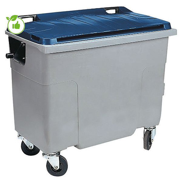 Conteneur poubelle 4 roues SULO prise frontale 500 L gris/ bleu