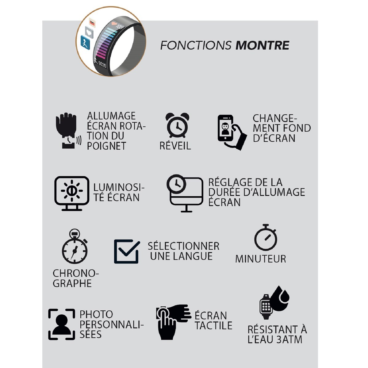 Montre connectée bracelet silicone SMARTY ARENA