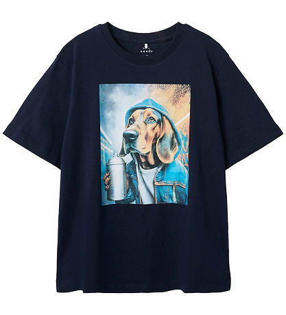 Name It T-Shirt - NkmVoto - Dark Sapphire/Graffiti Dog