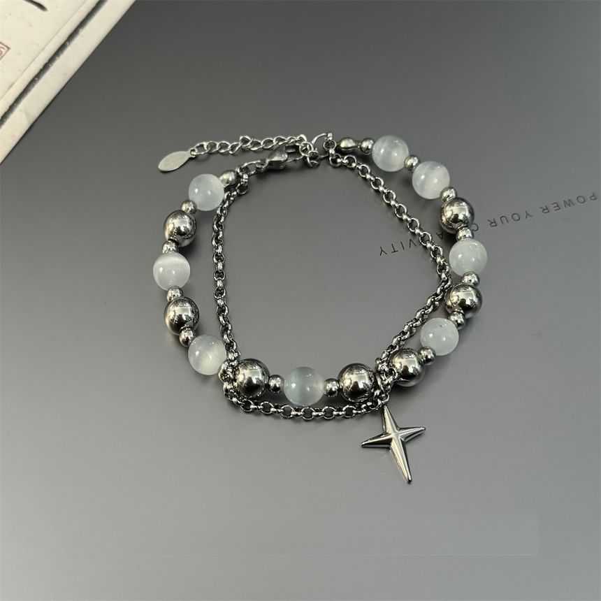 Lilafey - Armband met kralen en nep kattenoogsteen