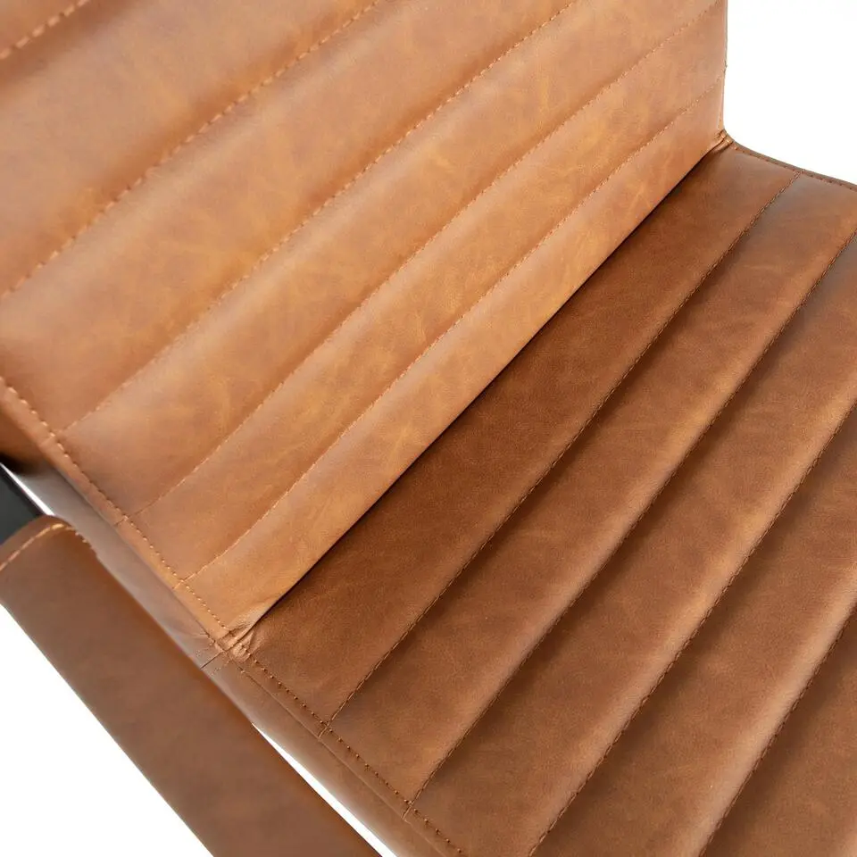 WOOOD Bas Eetkamerstoelen - Pu - Cognac - Set van 6