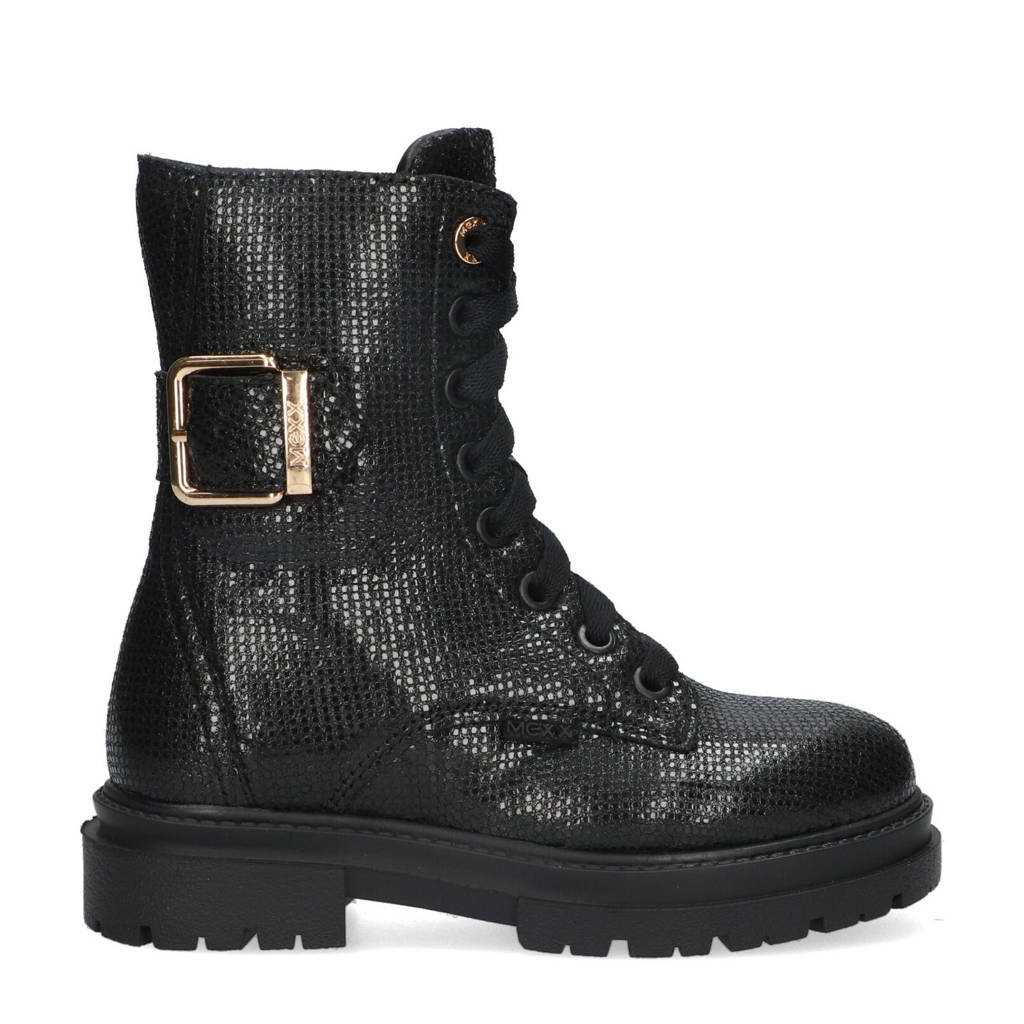 Mexx leren veterboots zwart