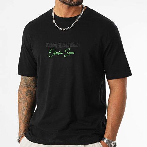 Tee Shirt Oversize Large Obsidian Luxury Zip Noir Vert Fluo