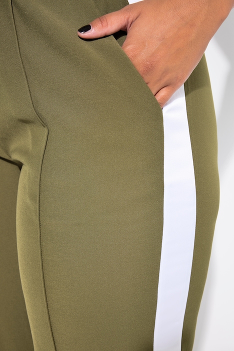 Hose, Wide Legs, Biese, Seitenstreifen, Elastikbund