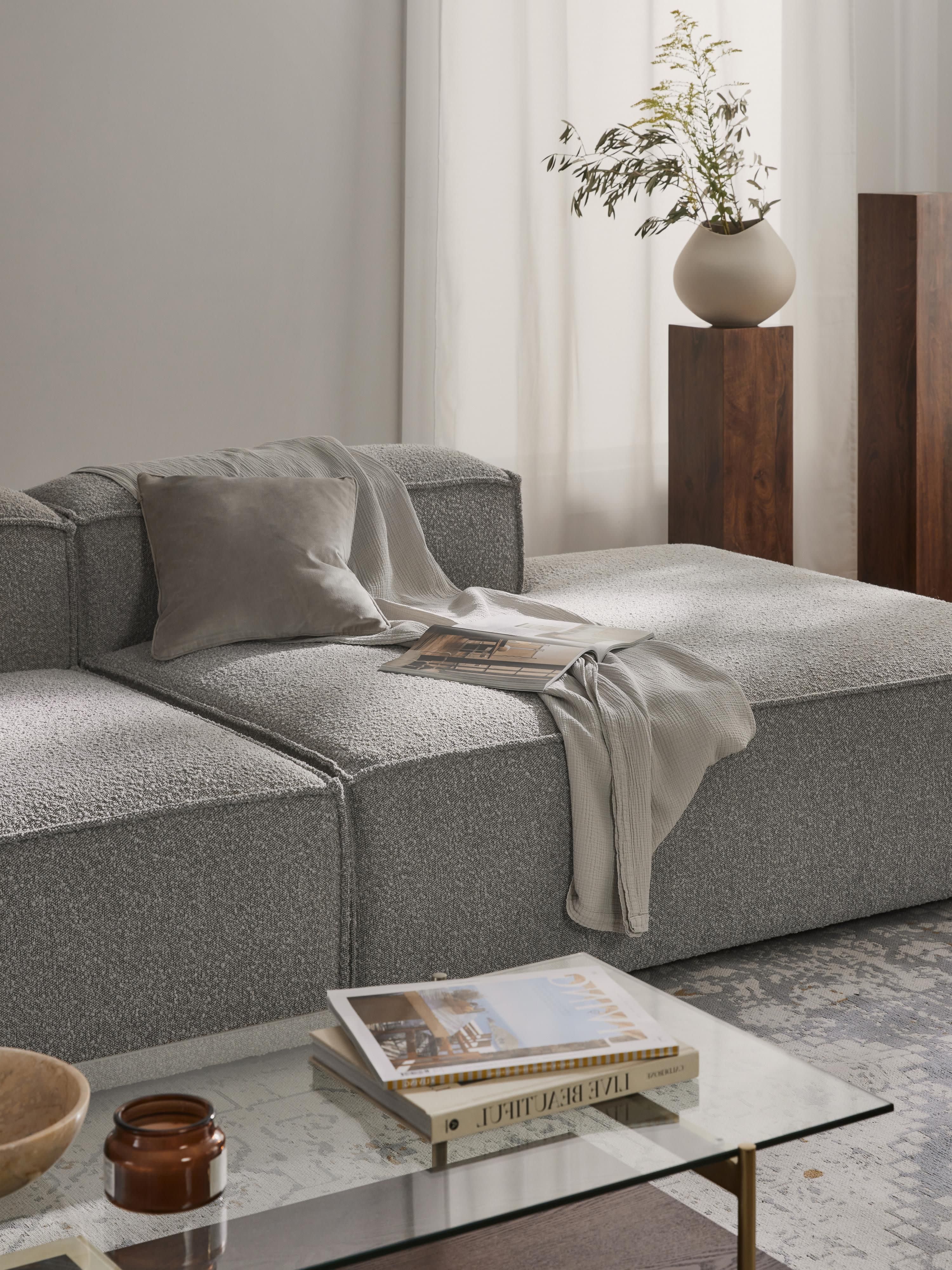 Chaise longue module Lennon van bouclé
