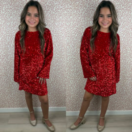 Red paillet & bow dress